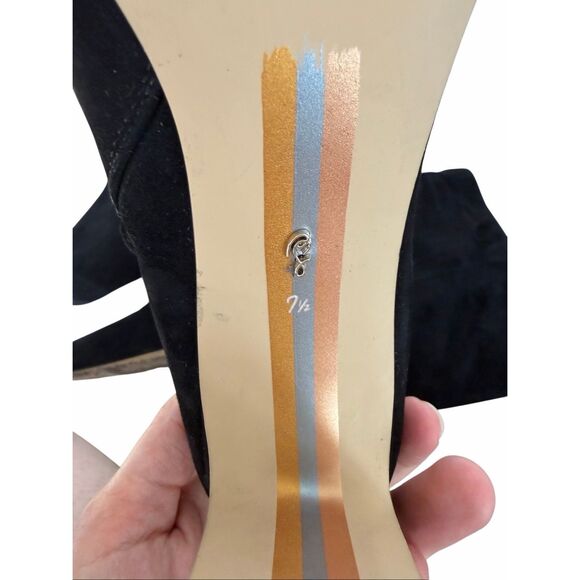 Sam Edelman Knee High Boots Black Leather Pointed Toe in Black 7.5 Wide Calf - Picture 6 of 7